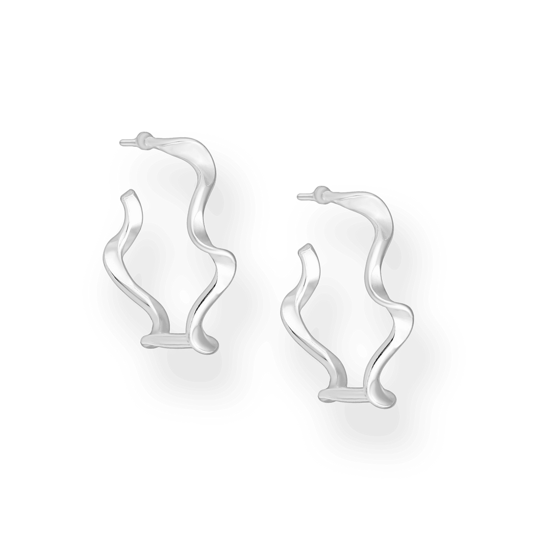 Silver Wavey Stud Hoops