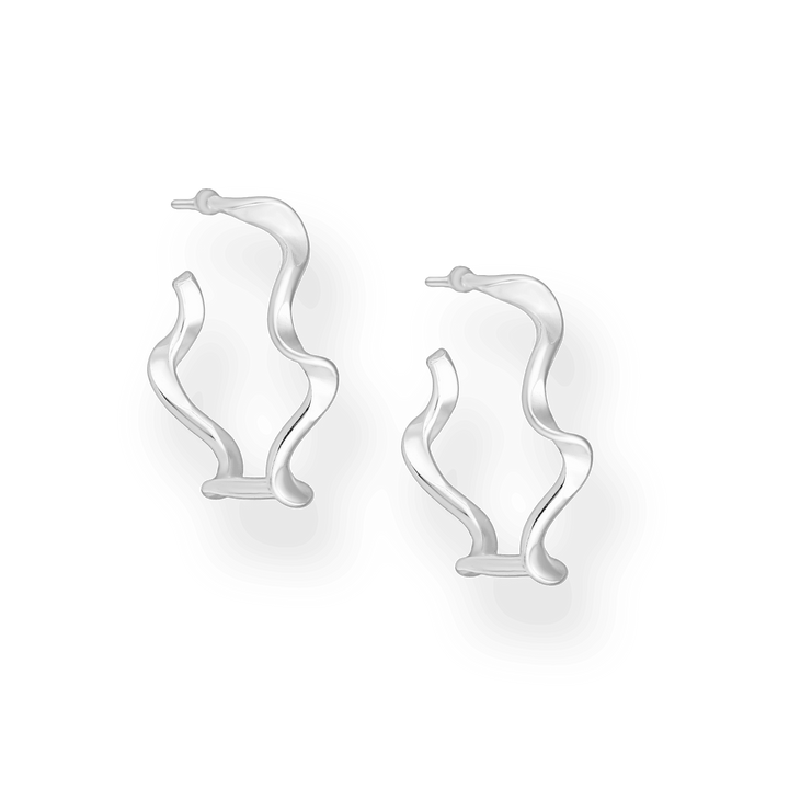 Silver Wavey Stud Hoops