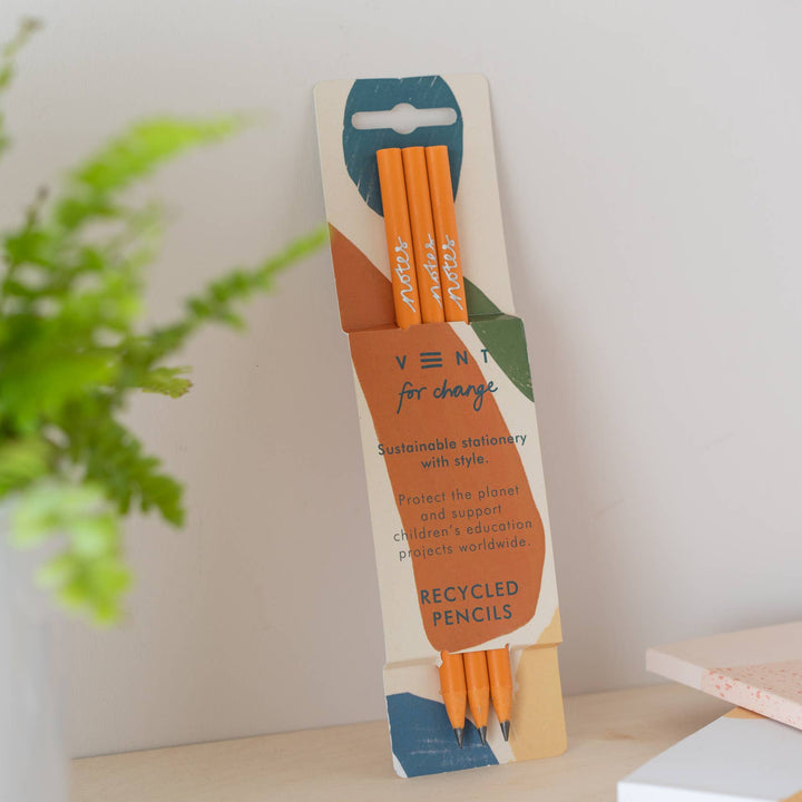 Pencils Pack of 3 recycled - Notes Earth & Clementine