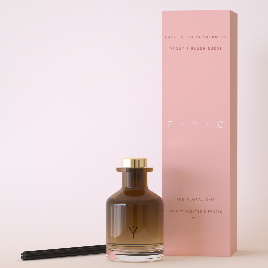 Peony & Blush Suede Diffuser: Amber / Glass