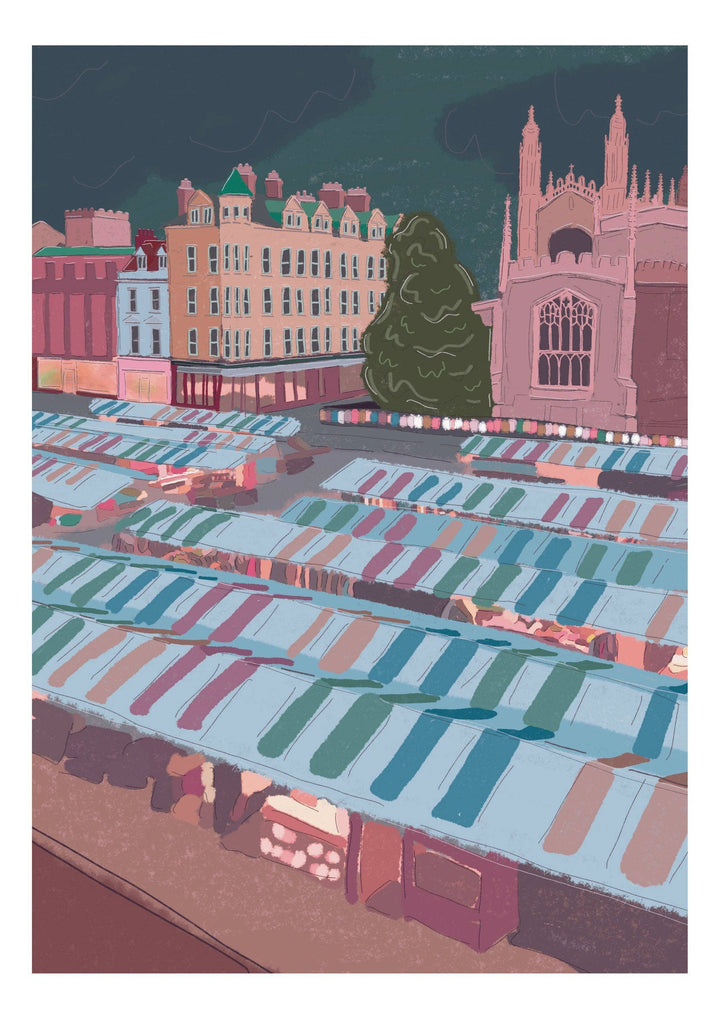 Cambridge England UK Art Print “Cambridge Market Square”: A3