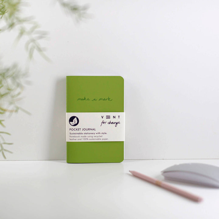 Notebook A6 Recycled Leather & Paper Journal Green
