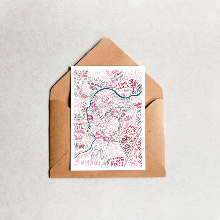 A6 Greeting Card “Cambridge Map” Cambridge UK