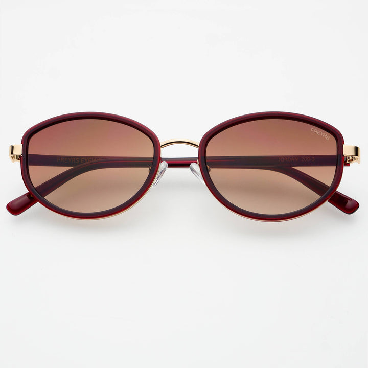 Jordan Acetate Oval Sunglasses  : Burgundy
