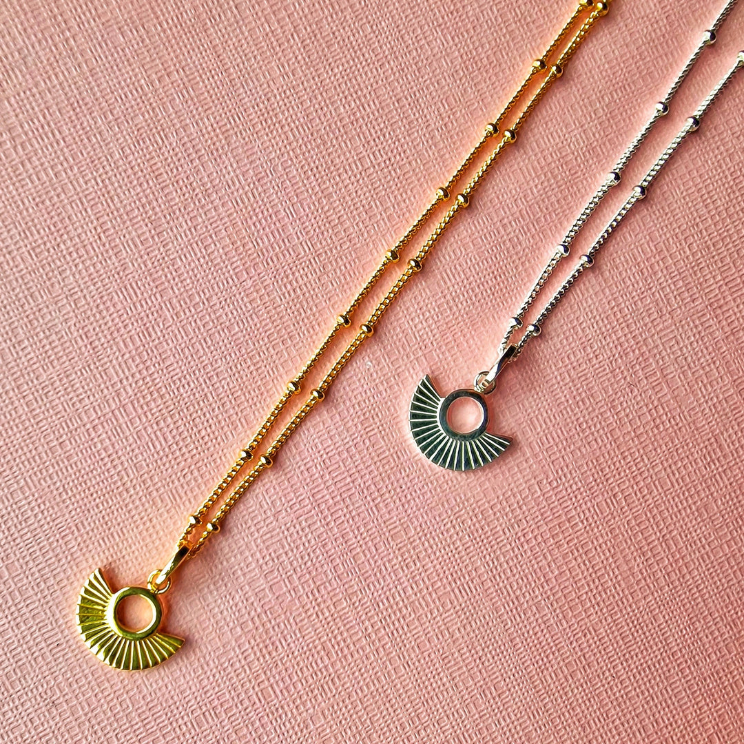 Art Deco Fan Gold Satellite Chain Necklace Vurchoo Jewellery P1090 - Vuschoo Ethical Jewellery