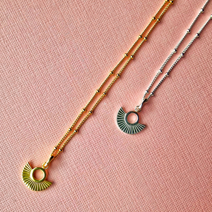 Art Deco Fan Gold Satellite Chain Necklace Vurchoo Jewellery P1090 - Vuschoo Ethical Jewellery