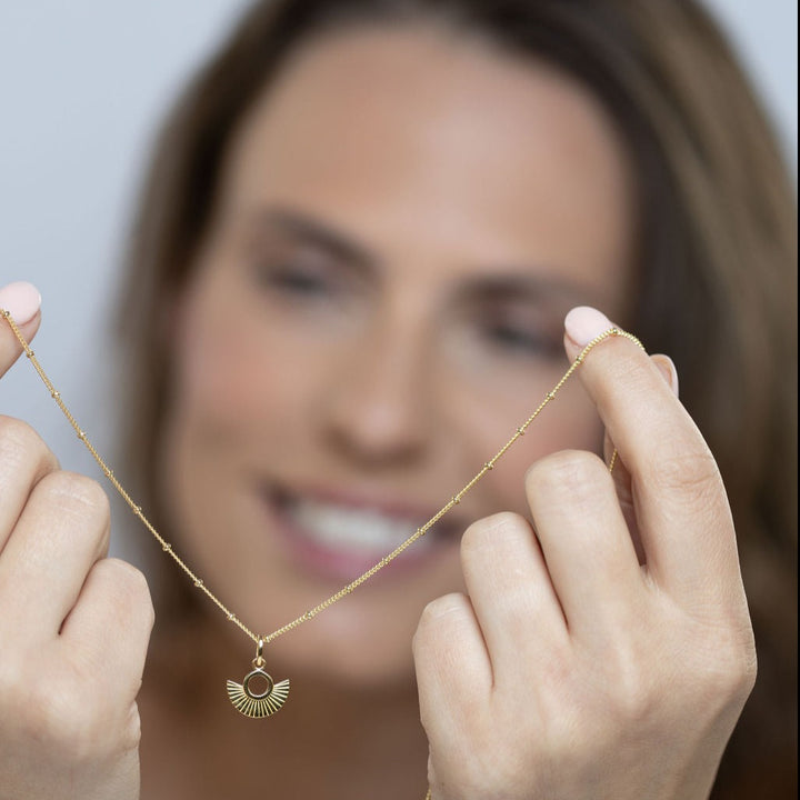 Art Deco Fan Gold Satellite Chain Necklace Vurchoo Jewellery P1090 - Vuschoo Ethical Jewellery