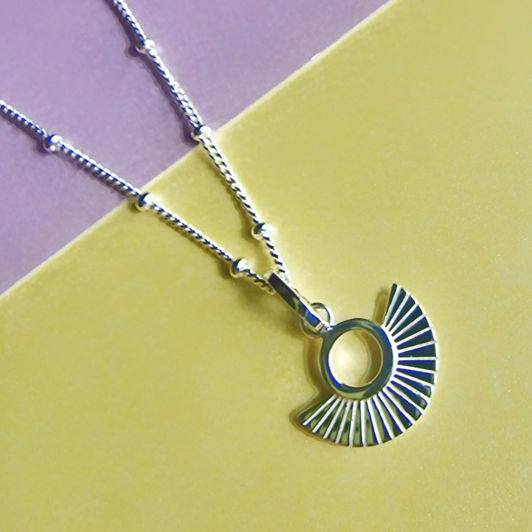 Art Deco Fan Silver Chain Necklace Vurchoo Jewellery P1106