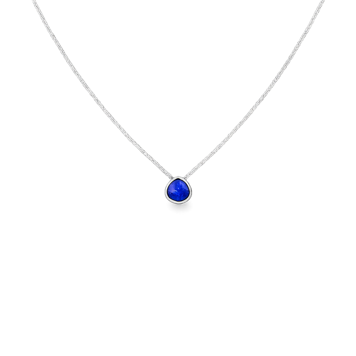 Lapis Lazuli Tear Drop Stone Adjustable Necklace Sterling Silver