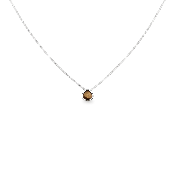 Tiger's Eye Tear Drop Stone Adjustable Necklace Sterling Silver