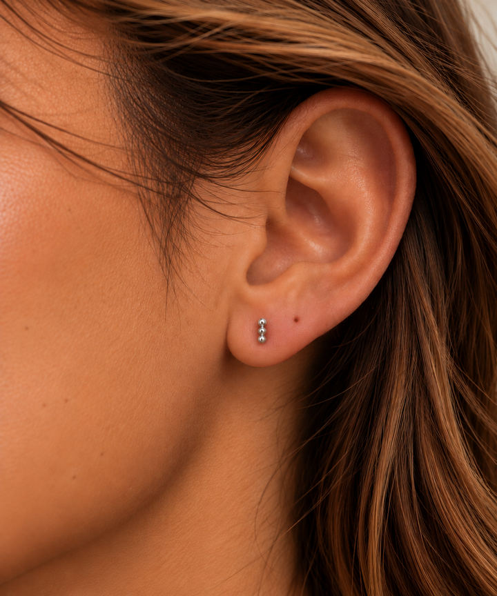 Sterling Silver Trio Stud Stacker Earrings