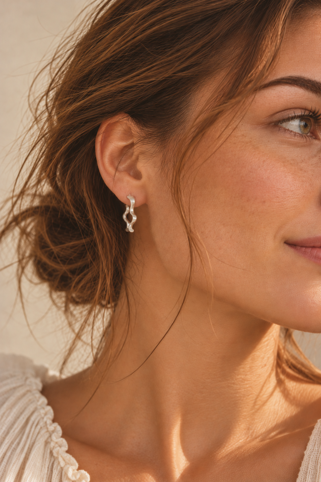 Silver Wavey Stud Hoops