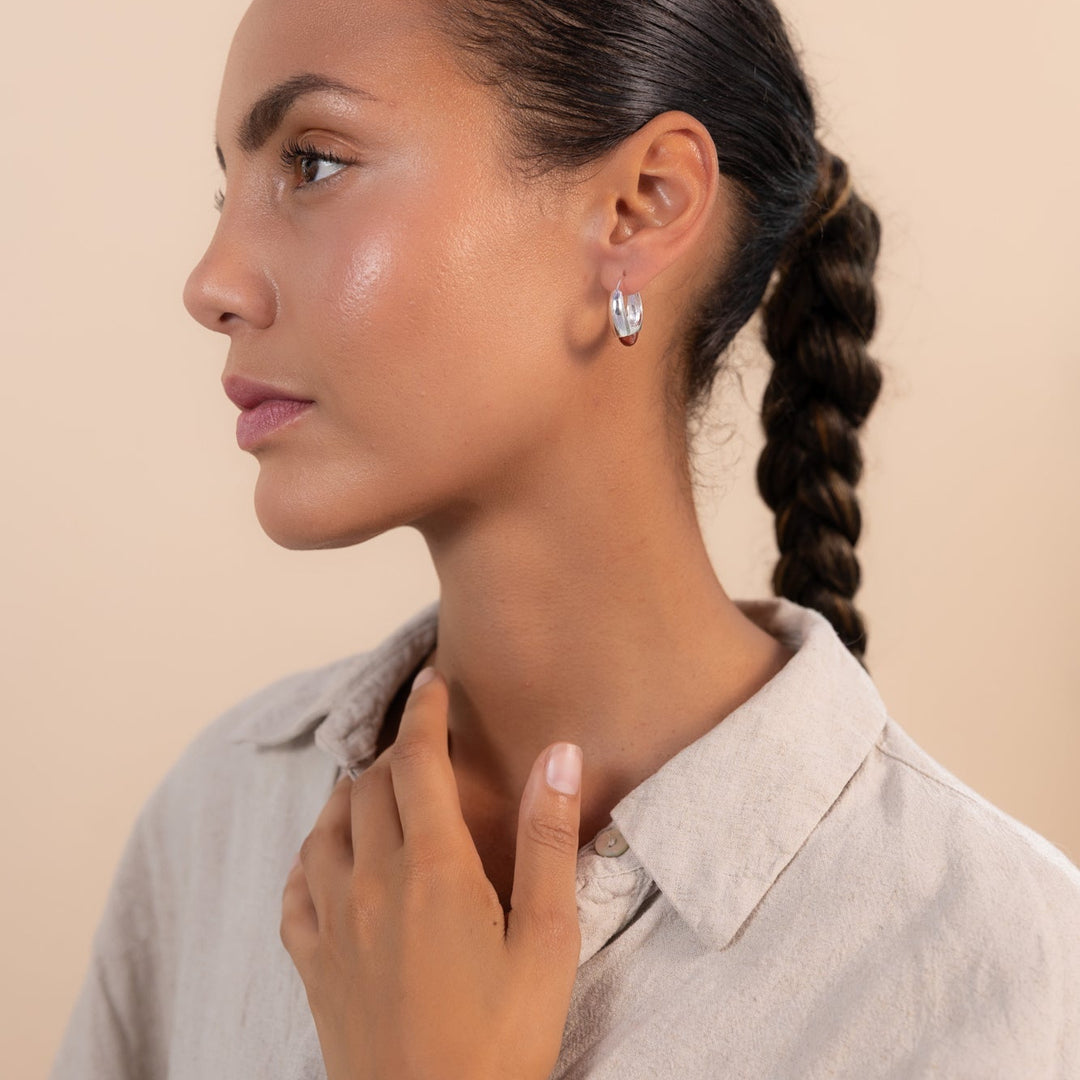 Ember Hoops Silver Earrings with Red Jasper Stone