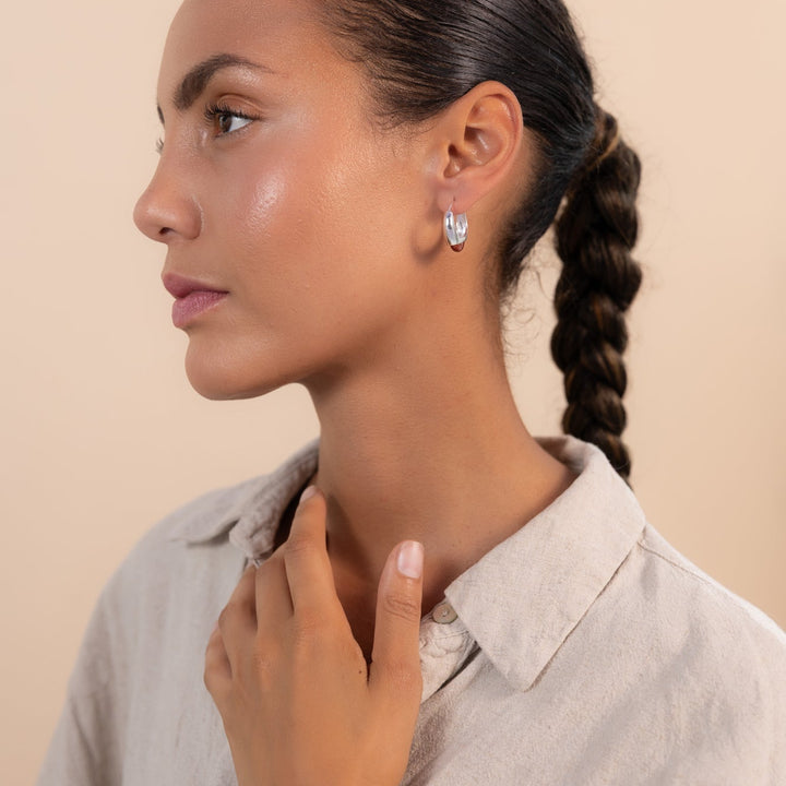 Ember Hoops Silver Earrings with Red Jasper Stone