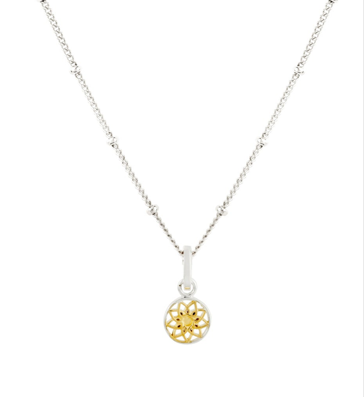 Floral Mandala Two-Tone Silver Gold Necklace - Vurchoo Ethical Jewellery