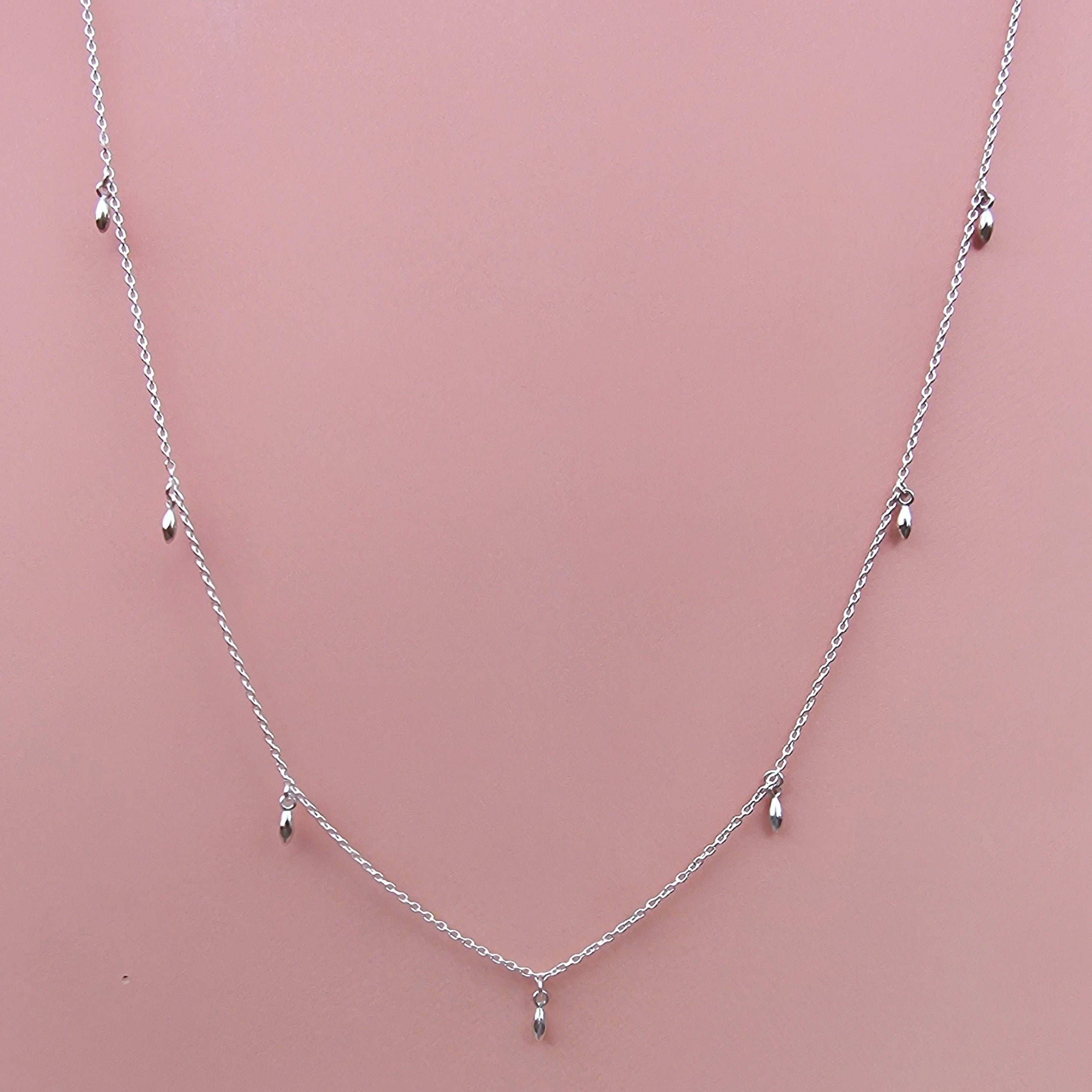 Silver Rice Grain Charm Necklace