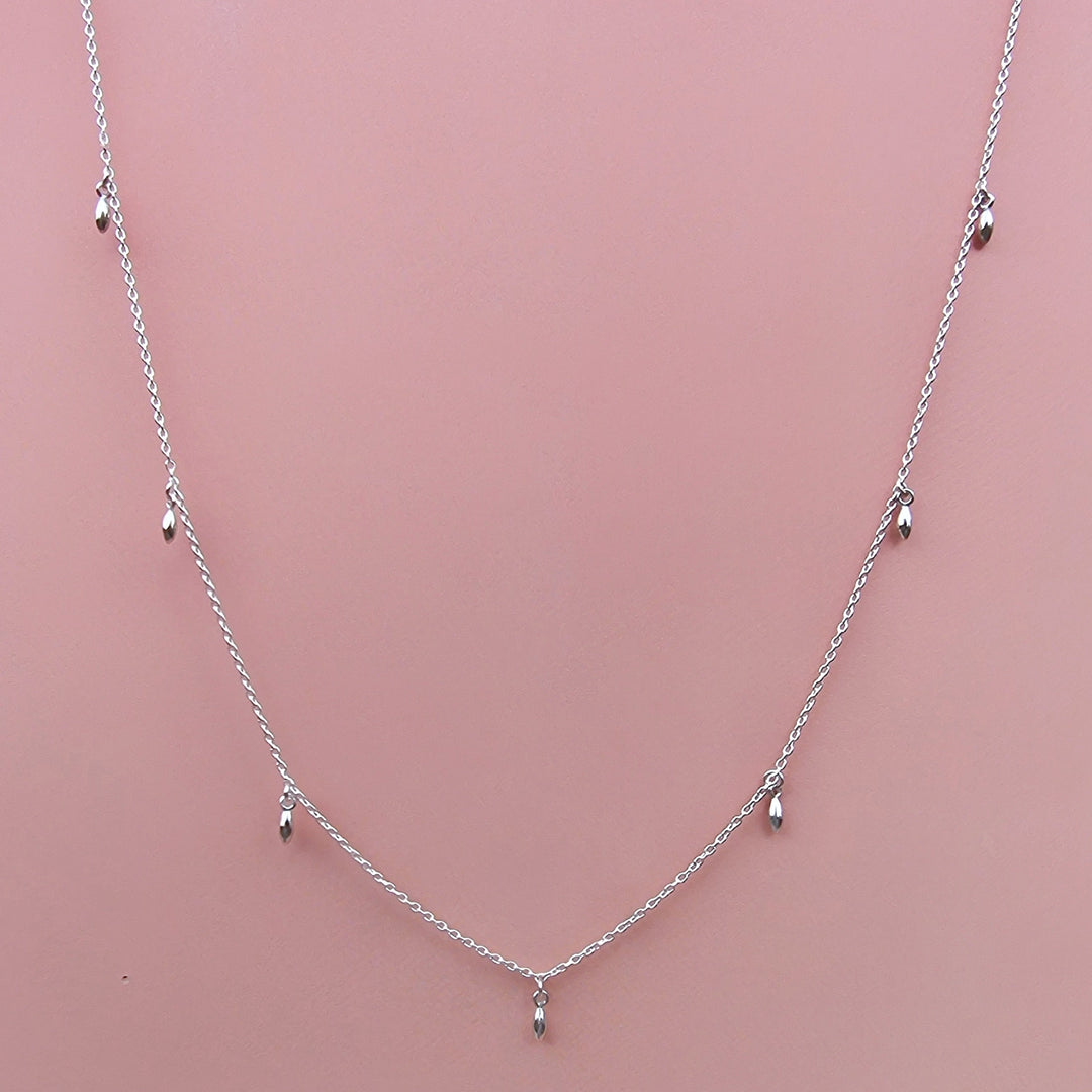 Rice Grain Sterling Silver Charm Necklace