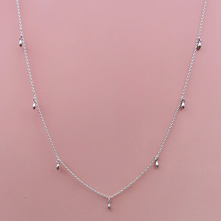 Rice Grain Sterling Silver Charm Necklace