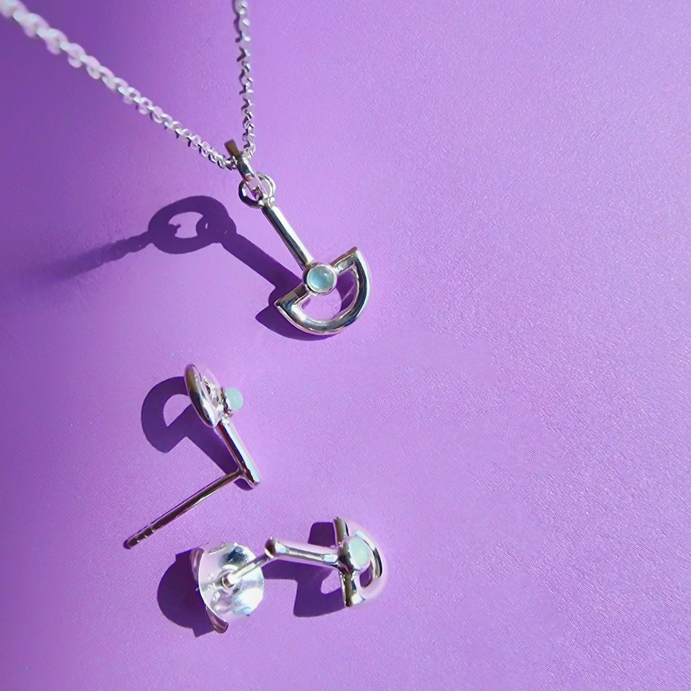 Blue Chalcedony Boat Sterling Silver Necklace - Vurchoo Ethical Jewellery
