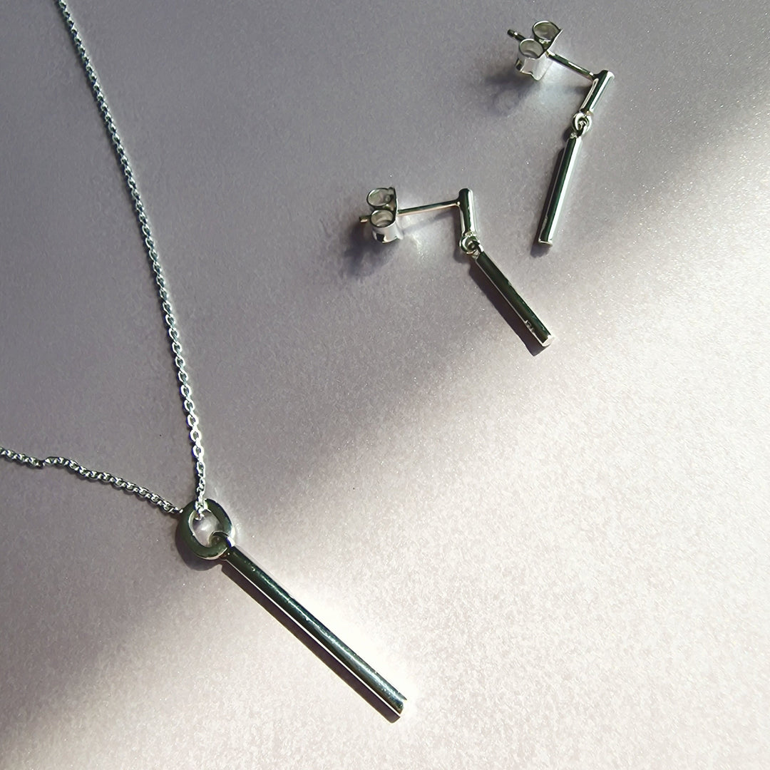 Minimalist Silver Bar Pendant Necklace - Vurchoo Ethical Jewellery