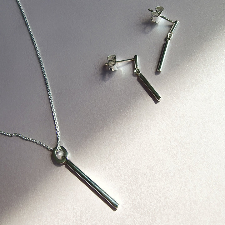 Minimalist Silver Bar Pendant Necklace - Vurchoo Ethical Jewellery