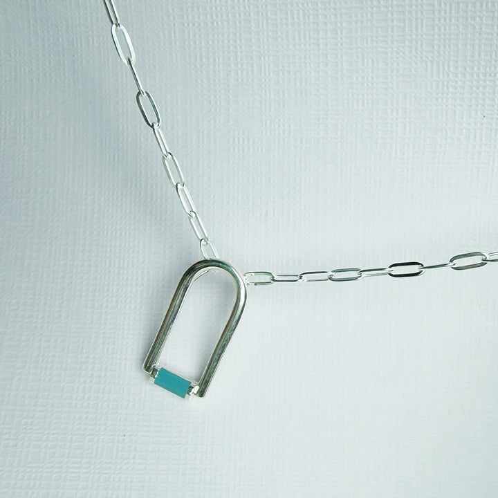 Contemporary Blue Enamel Sterling Silver Arch Necklace - Vurchoo Ethical Necklace