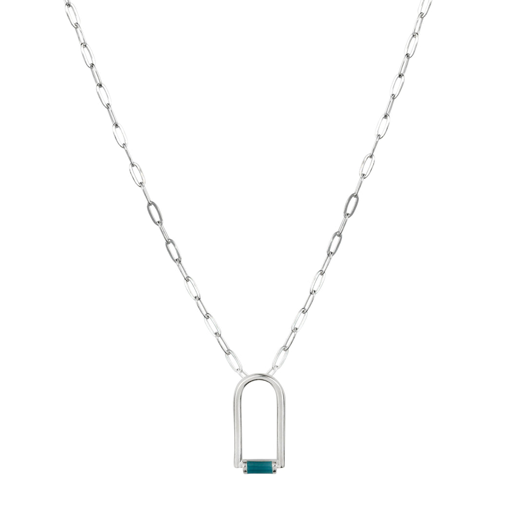 Contemporary Blue Enamel Sterling Silver Arch Necklace - Vurchoo Ethical Necklace
