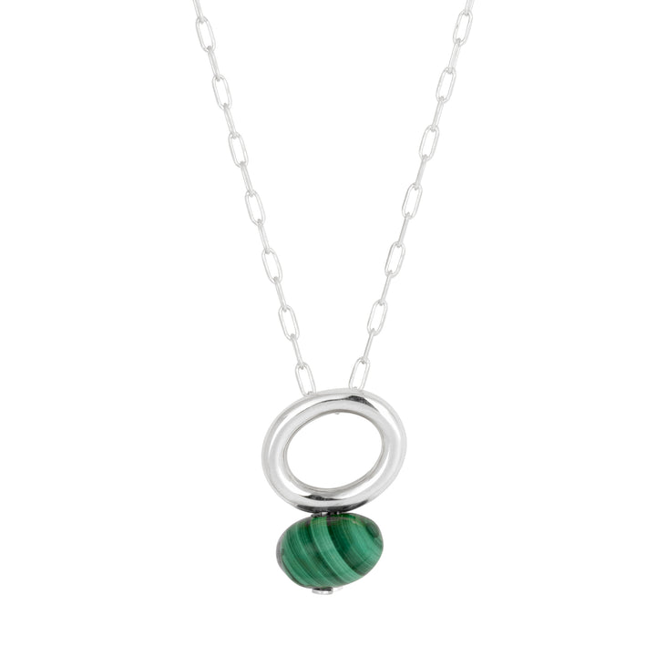 Malachite Silver Halo Necklace