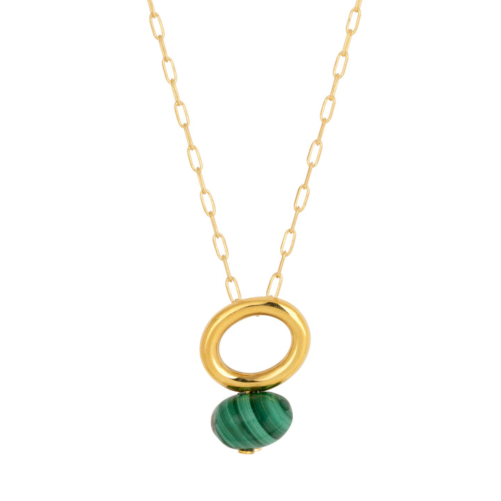 Malachite Gold Halo Necklace