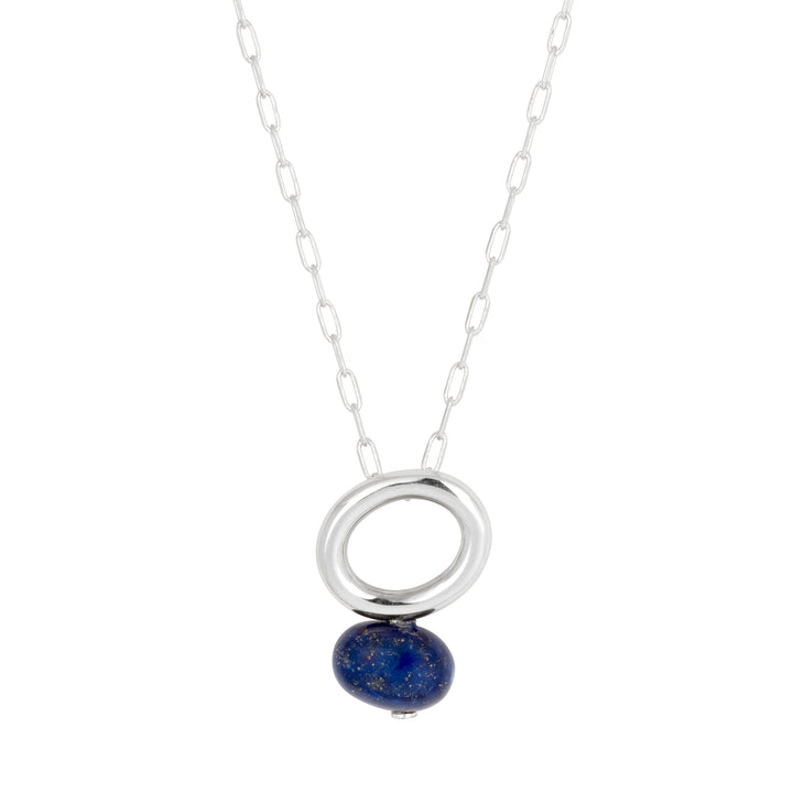 Lapis Silver Halo Necklace
