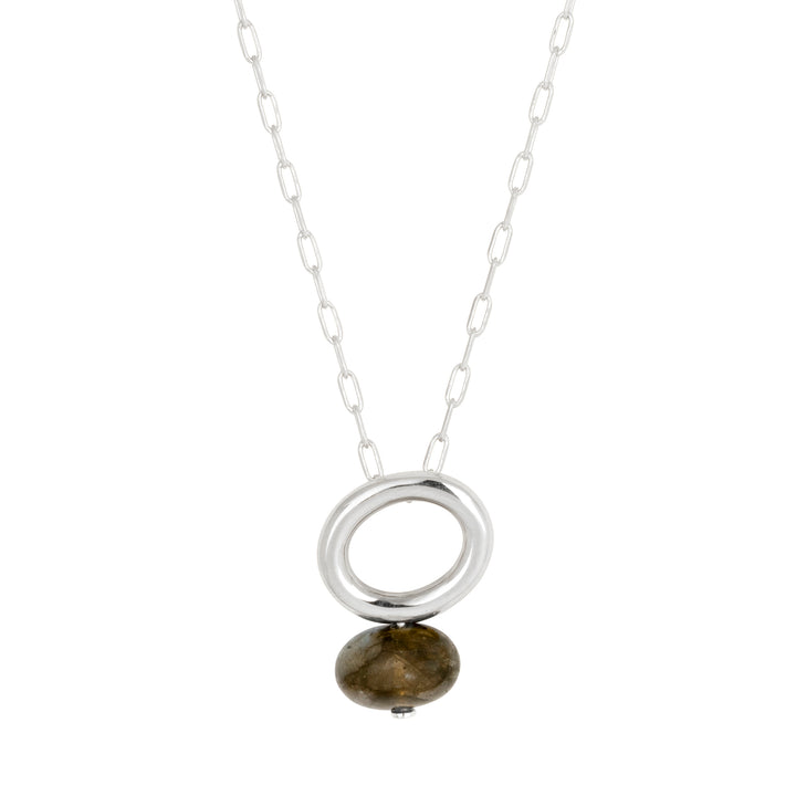 Labradorite Silver Halo Necklace
