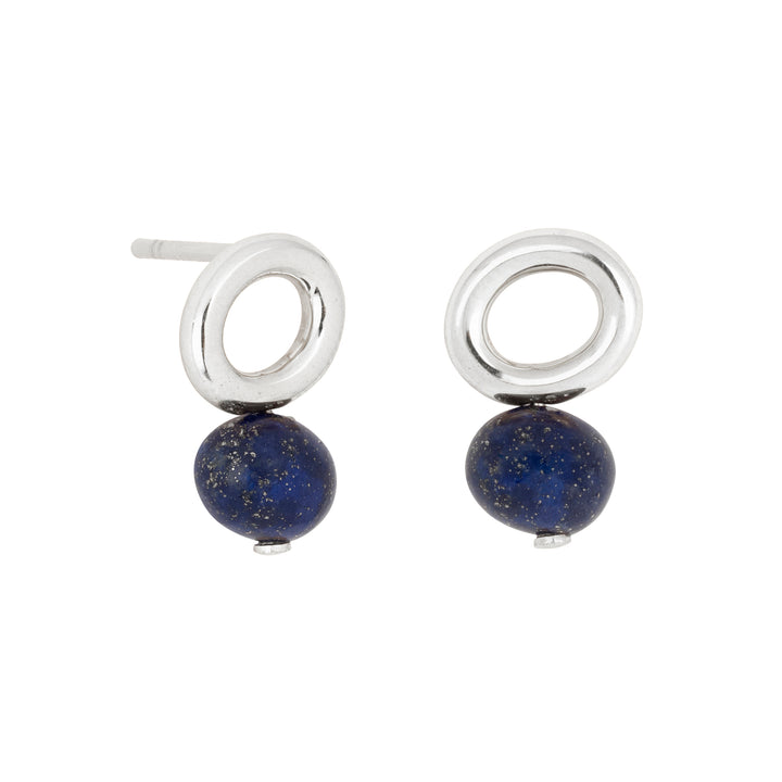 Lapis Silver Halo Earring