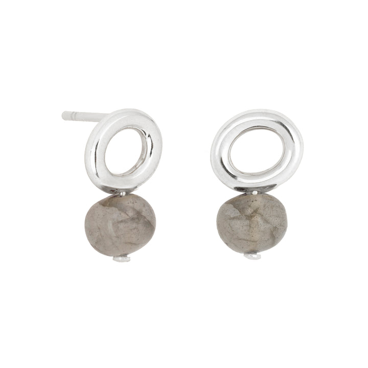 Labradorite Silver Halo Earring