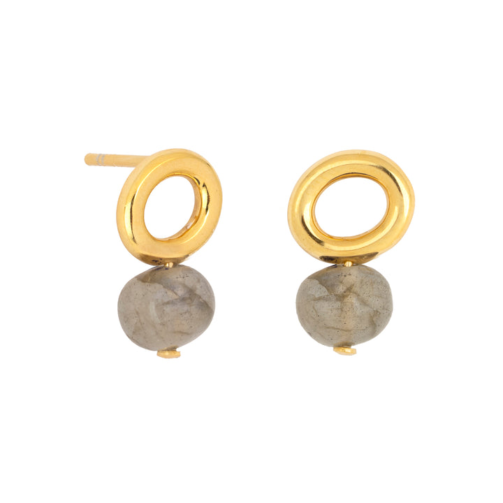 Labradorite Gold Halo Earring