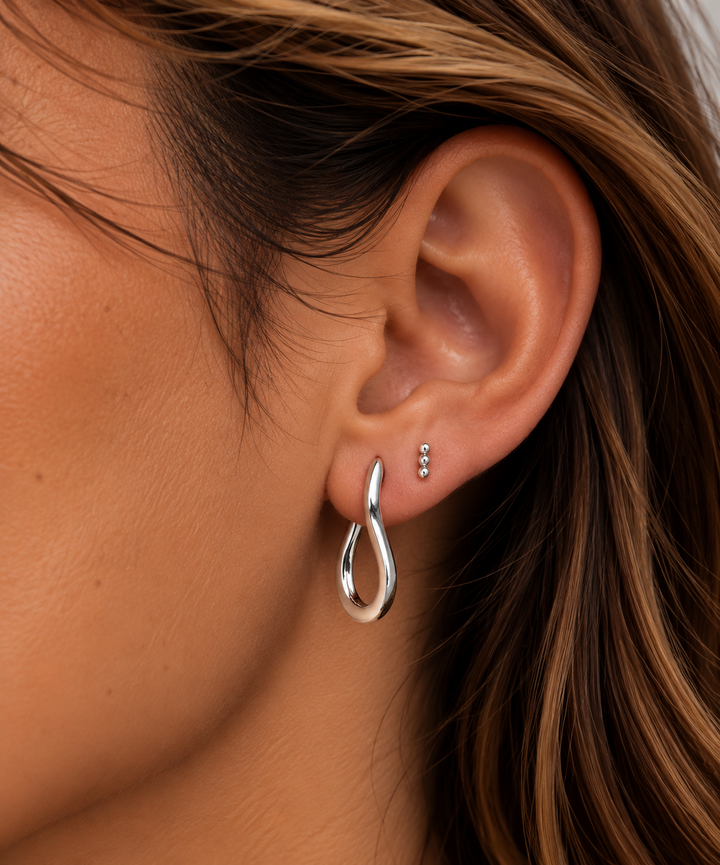 Sterling Silver Trio Stud Stacker Earrings