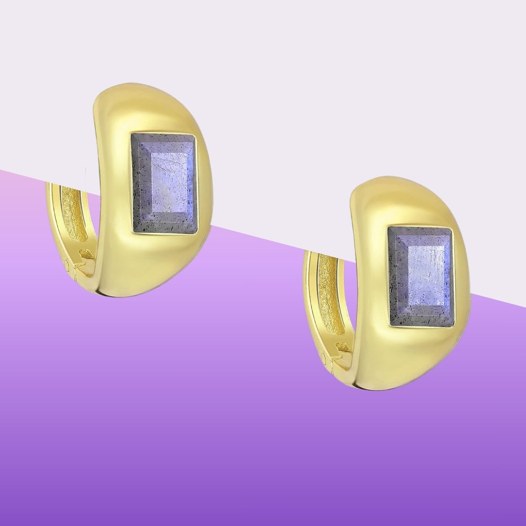 Gold Labradorite Hoops