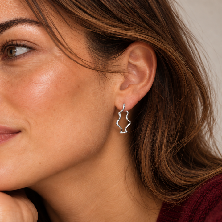 Silver Wavey Stud Hoops