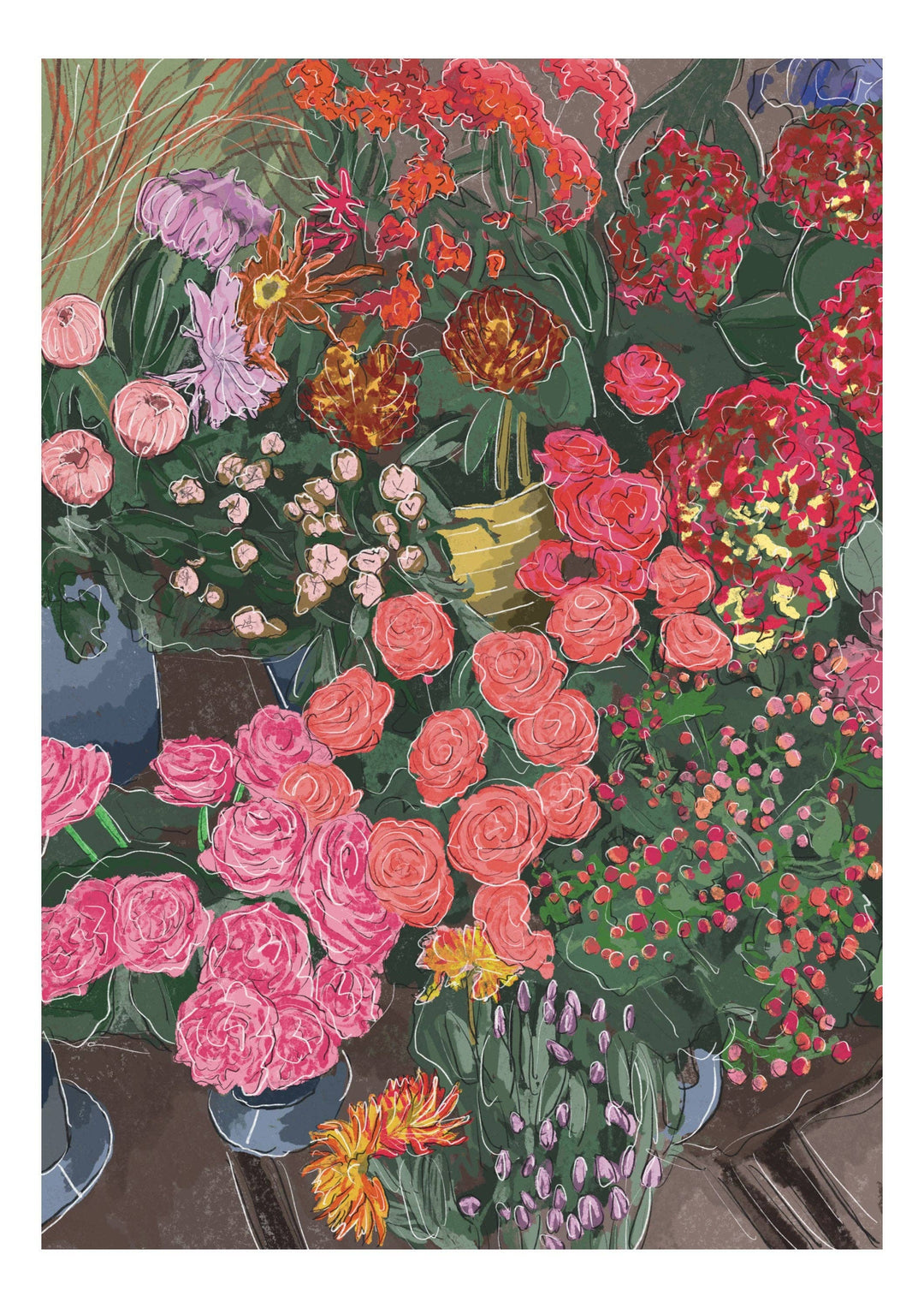 Florals London England UK Art Print “London Flower Shop”: A4