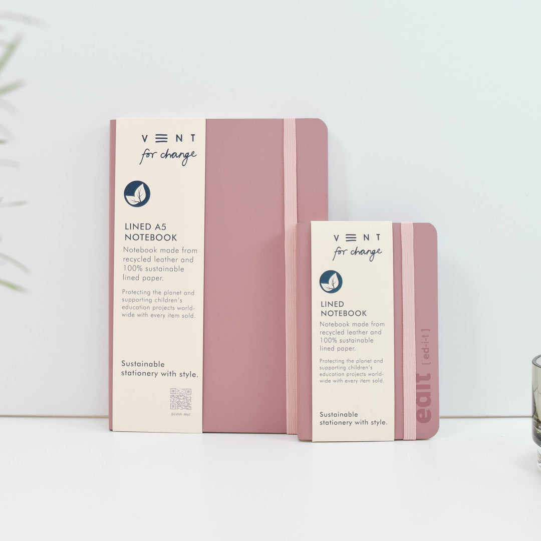A6 recycled leather notebook - EDIT powder pink