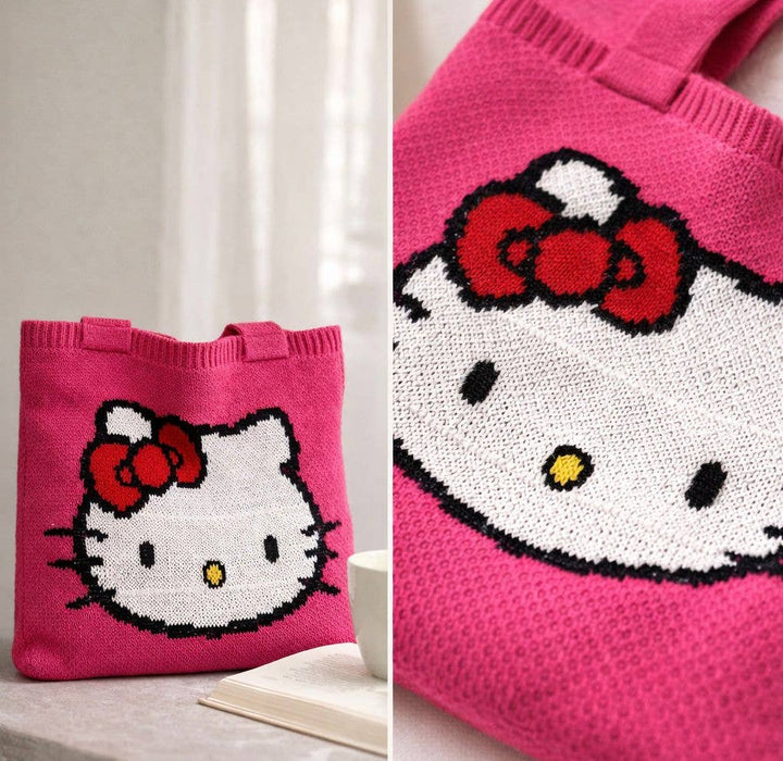 Sweet Bow Kitty Knit Shopper