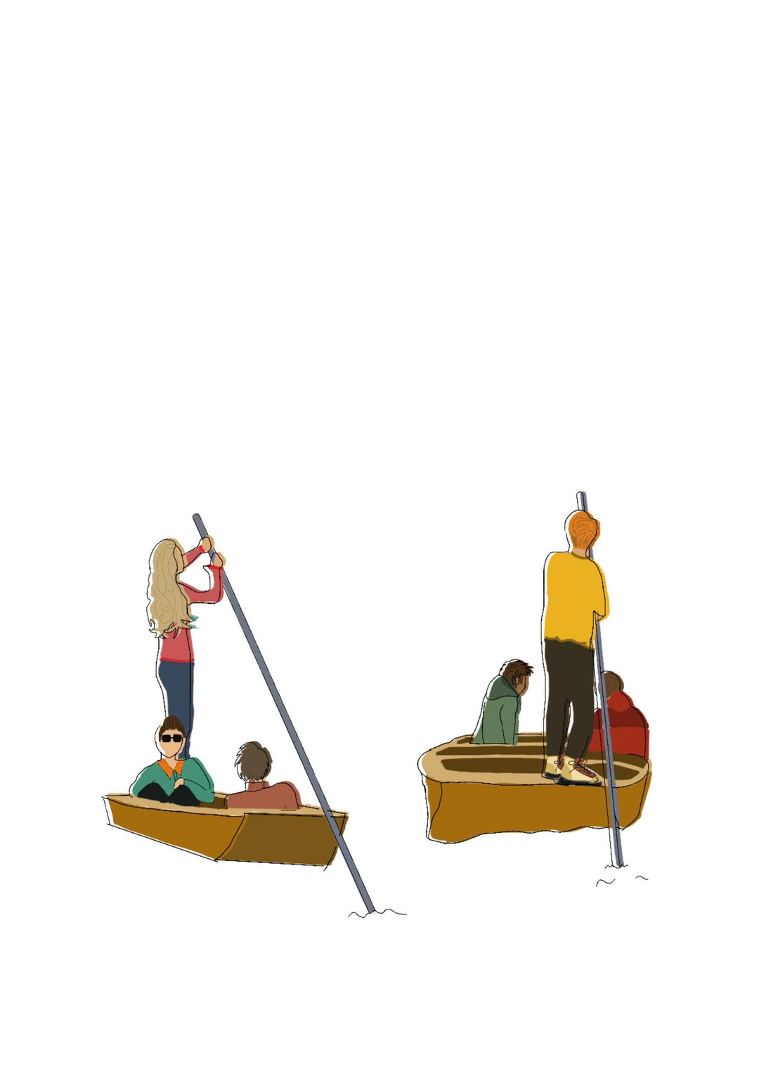 Cambridge England UK Art Print “Cambridge Punters”: A4
