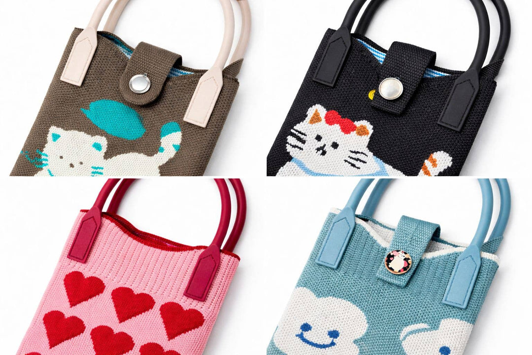 Knit Crossbody Phone Bag with Rubber Handles