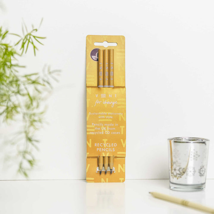Pencils Pack of 3 recycled - Make a Mark Yellow