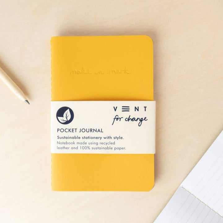 Notebook A6 Recycled Leather & Paper Journal Yellow