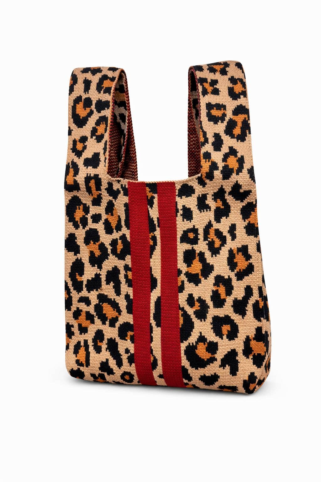 Scarlet Stripe Leopard - Knitted bag