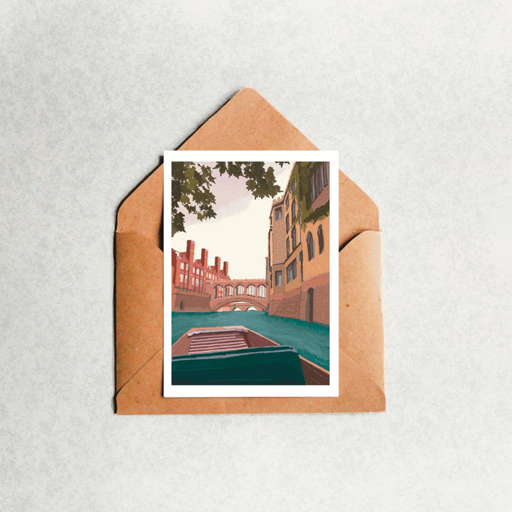 A6 Greeting Card “Punting” Cambridge UK