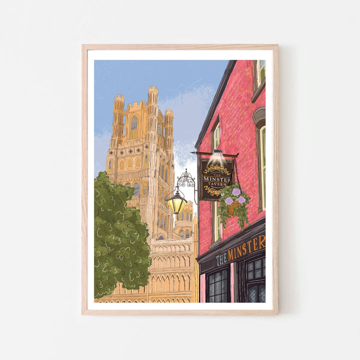 Ely UK Minster Tavern, Cambridge & Cathedral Art Print