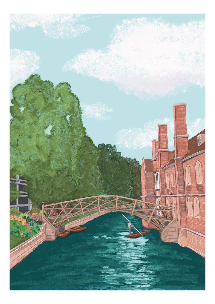 Cambridge England UK Art Print “Mathematical Bridge”: A4