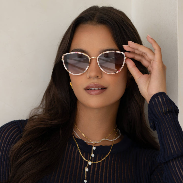 Luna Acetate Womens Cat Eye Sunglasses : Rose Tortoise