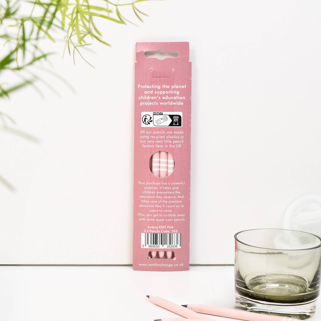 Pencils Pack of 3 recycled - EDIT Powder Pink